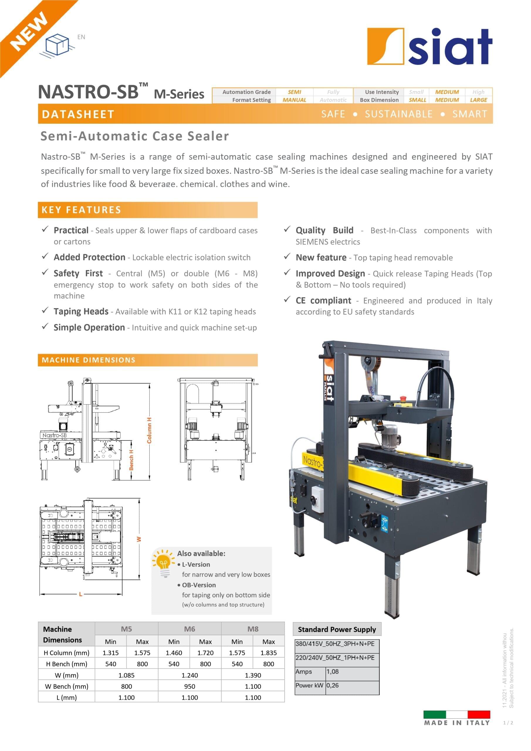 Nastro SB M5 M6 M8 Range Datasheet